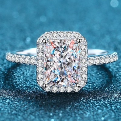 Certified 2ct. t.w. Moissanite Diamond Radiant Cut Engagement Ring