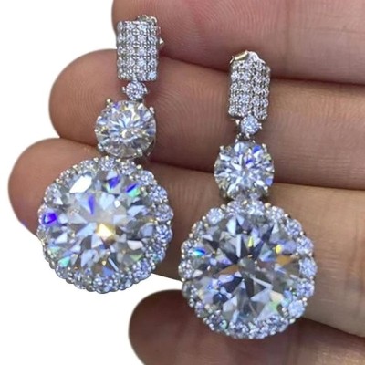 Certified 12ct. t.w. Moissanite Diamond Drop Earrings