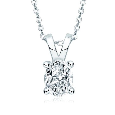 Certified 1ct. t.w. Moissanite Diamond Oval Pendant Necklace
