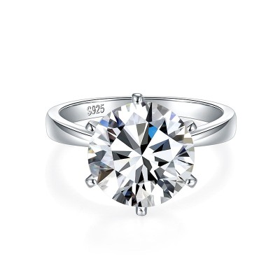 Certified 5ct. t.w. Moissanite Diamond Solitaire 10K White Gold Wedding Ring