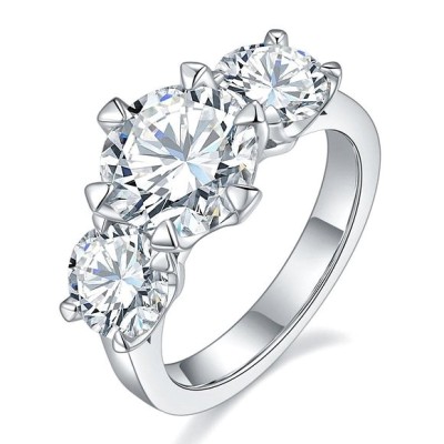Certified 5ct. t.w. Moissanite Diamond Three Stone Engagement Ring