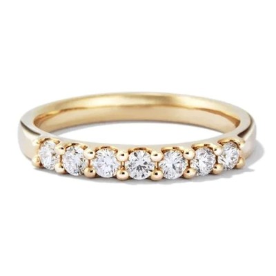 2.5 mm Moissanite Diamond Round Pave Half Eternity Wedding Engagement Band Ring